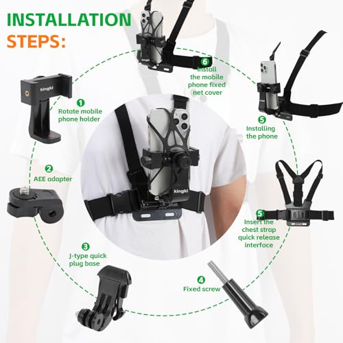 KINGKI Mobile Phone Chest Mount Harness Strap Holder Cell Phone Clip Action Camera POV for Samsung iPhone Plus etc - Image 2