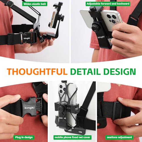KINGKI Mobile Phone Chest Mount Harness Strap Holder Cell Phone Clip Action Camera POV for Samsung iPhone Plus etc - Image 3