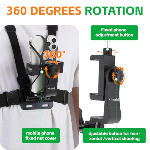 KINGKI Mobile Phone Chest Mount Harness Strap Holder Cell Phone Clip Action Camera POV for Samsung iPhone Plus etc - Image 4