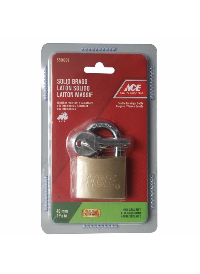 ACE Solid Brass Padlock W  Keys 4 cm 