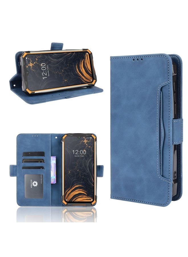 Generic Case Cover For Doogee S88 Plus / S88 Pro Skin Feel Calf Pattern Horizontal Flip Leather Case with Holder & Card Slots & Photo Frame Blue 