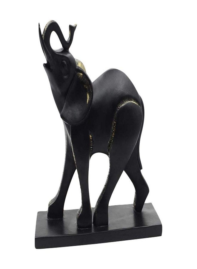 Comfy Hour 8" Black Elephant Figurine with Trunk Up Raised, Lucky Animal Statue for Success and Fortune, Decorative Wildlife Sculpture for Home Office Shelves, Polyresin Artisan Ornament, 1 Unit - Image 1