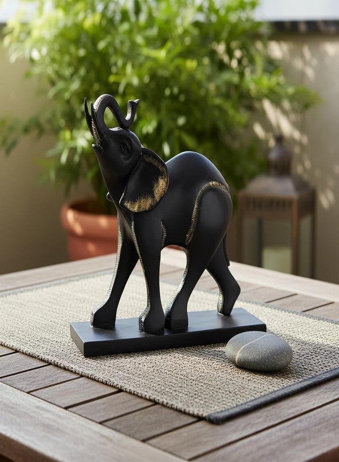Comfy Hour 8" Black Elephant Figurine with Trunk Up Raised, Lucky Animal Statue for Success and Fortune, Decorative Wildlife Sculpture for Home Office Shelves, Polyresin Artisan Ornament, 1 Unit - Image 5