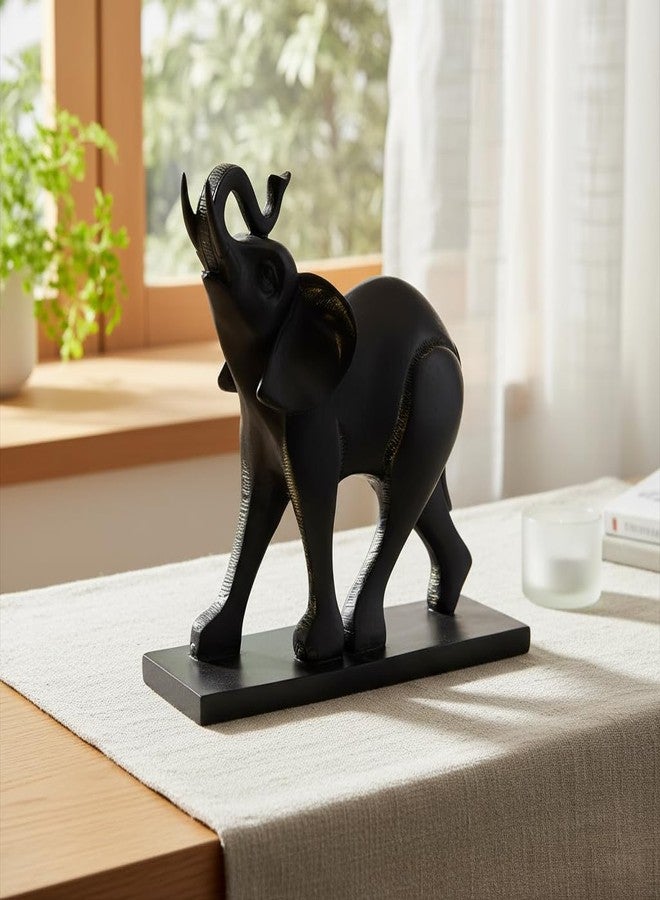 Comfy Hour 8" Black Elephant Figurine with Trunk Up Raised, Lucky Animal Statue for Success and Fortune, Decorative Wildlife Sculpture for Home Office Shelves, Polyresin Artisan Ornament, 1 Unit - Image 4