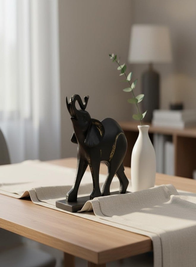 Comfy Hour 8" Black Elephant Figurine with Trunk Up Raised, Lucky Animal Statue for Success and Fortune, Decorative Wildlife Sculpture for Home Office Shelves, Polyresin Artisan Ornament, 1 Unit - Image 2