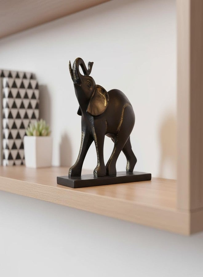 Comfy Hour 8" Black Elephant Figurine with Trunk Up Raised, Lucky Animal Statue for Success and Fortune, Decorative Wildlife Sculpture for Home Office Shelves, Polyresin Artisan Ornament, 1 Unit - Image 3