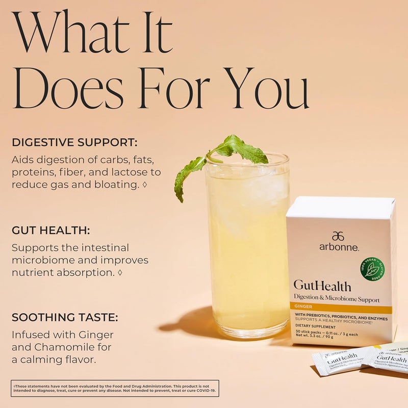 Arbonne Gut Health Digestion Support  Microbiome Prebiotic and Probiotic Drink Mix Probiotic Powder and Prebiotic Powder with Enzymes for a Healthy Gut - Image 2