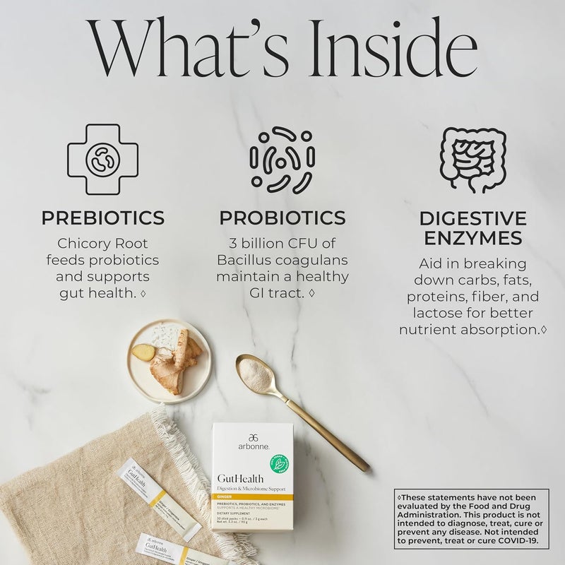 Arbonne Gut Health Digestion Support  Microbiome Prebiotic and Probiotic Drink Mix Probiotic Powder and Prebiotic Powder with Enzymes for a Healthy Gut - Image 3