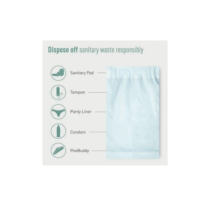 Desi BAE Plastic Sanitary Disposal Bags - Leakproof for Tampons, Condoms, Diapers, Sanitary Pads, Panty Liners & Personal Hygiene Waste - Discreet Disposal, 100 Count, Set of 1, White - Image 5