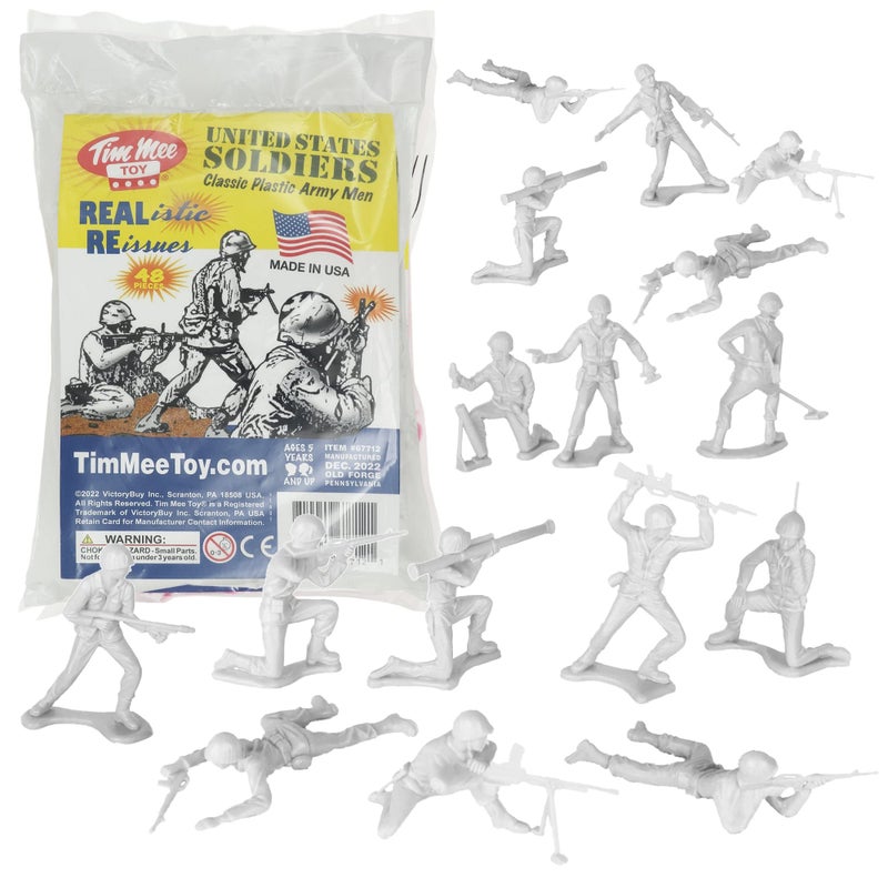 Tim Mee Toy TimMee Plastic Army Men White 48pc Toy Soldier Figures Made in USA - Image 2