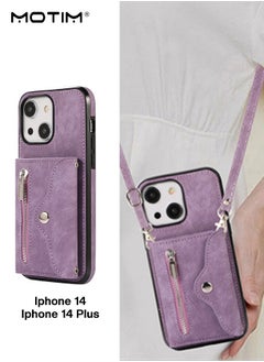 Motim iPhone 15 Plus Crossbody Case with Lanyard Strap, iPhone 15 Plus Leather Case Cover with Wrist Band/ Kickstand /Credit Card Holder, Protective Wallet Leather Handbag, Purse Cover Phone Case for Women Girl  - Image 1