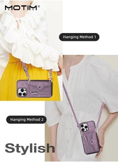 Motim iPhone 15 Plus Crossbody Case with Lanyard Strap, iPhone 15 Plus Leather Case Cover with Wrist Band/ Kickstand /Credit Card Holder, Protective Wallet Leather Handbag, Purse Cover Phone Case for Women Girl  - Image 2