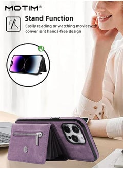Motim iPhone 15 Plus Crossbody Case with Lanyard Strap, iPhone 15 Plus Leather Case Cover with Wrist Band/ Kickstand /Credit Card Holder, Protective Wallet Leather Handbag, Purse Cover Phone Case for Women Girl  - Image 4