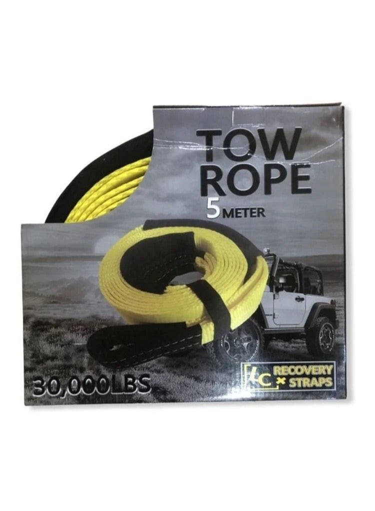 حبل سحب عالي التحمل بطول 5 أمتار بسعة 30,000 رطل - حزام تعافي أساسي للمركبات - Image 3