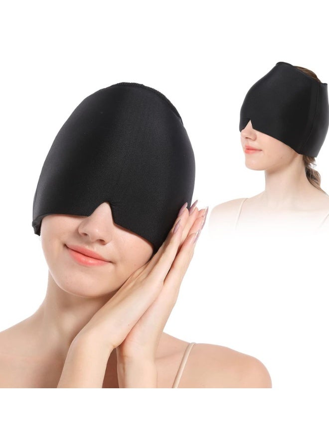 Zarra Traders Migraine Relief Cap, Soothing Headache Hat Ice Pack Mask, Face Cold Compress Cooling Gel Head Wrap Products for Tension, Stress ,Hangover,Sinus,Puffy Eyes-Black - Image 1