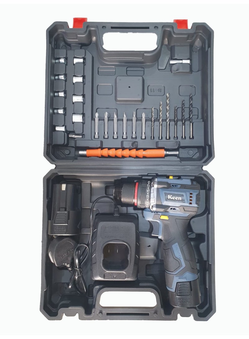 Keen Cordless Drill with Two batteries, 16.8 Volts, Iron Head - Image 3