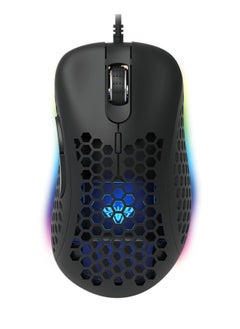 AULA Wind F810 Gaming Mouse with RGB Backlight - Lightweight Honeycomb Design - Adjustable DPI up to 6400 - Black Color.