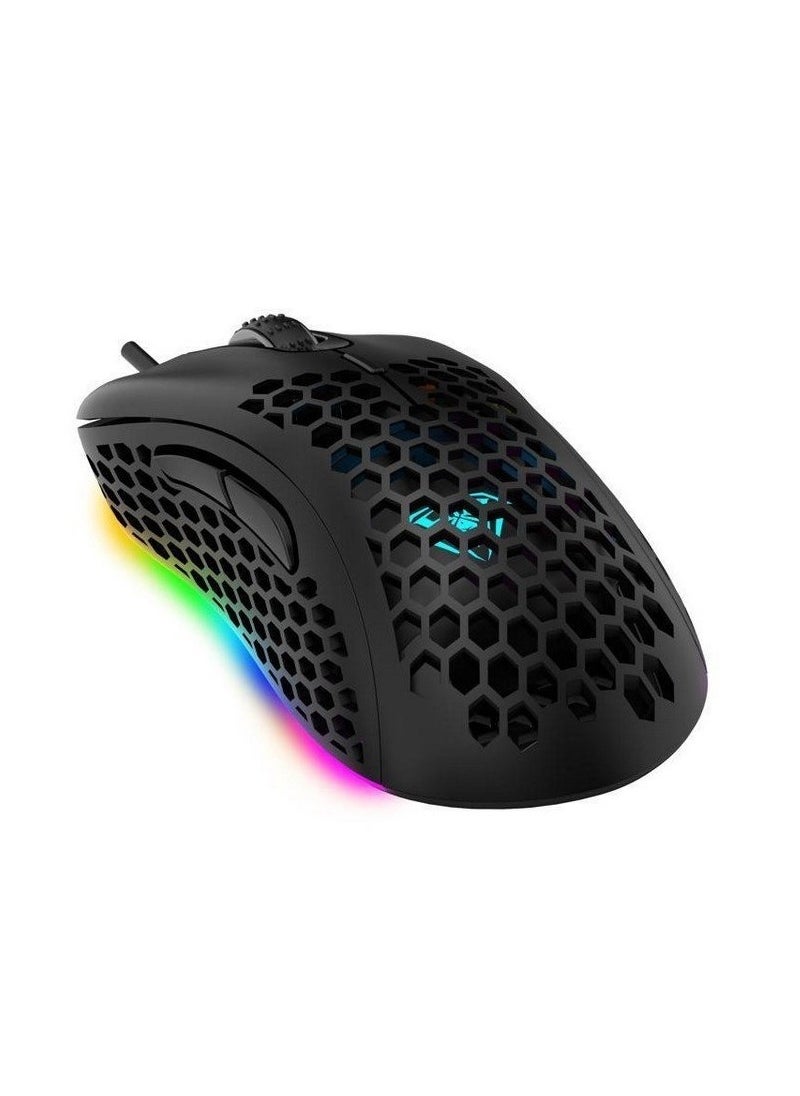 Generic - AULA Wind F810 Gaming Mouse with RGB Backlight - Lightweight Honeycomb Design - Adjustable DPI up to 6400 - Black Color. - Image 1