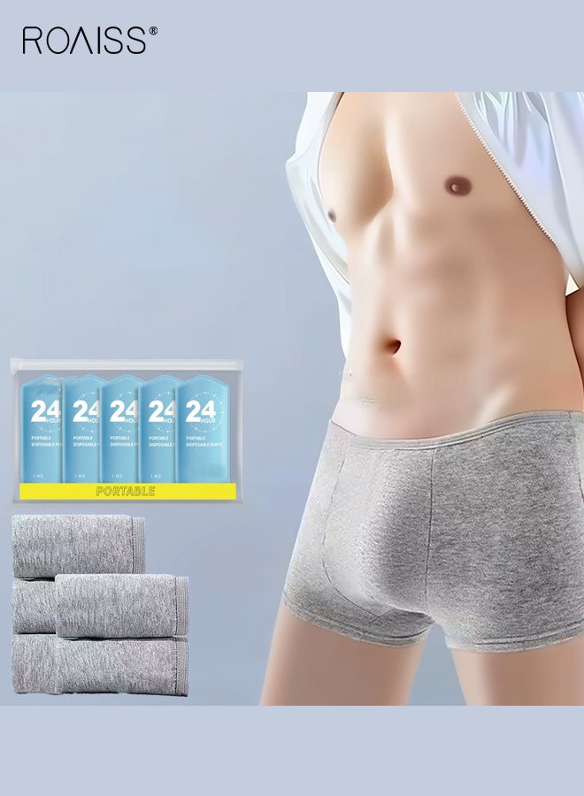 roaiss 5-Pack Men's Briefs, Disposable Men's Underwear, Sterile Individually Packaged for Travel and Business Trips, Wash-Free Portable Daily-Use Underwear Shorts, Gray - Image 1