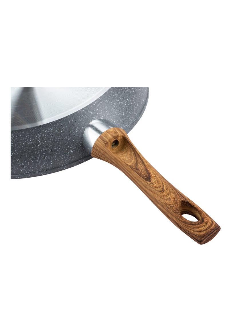 بيرفكت كيتشن مقلاة المنيوم غير قابل للالتصاق مع مقبض خشب  مقاس 30 سم لون بيج - Image 4