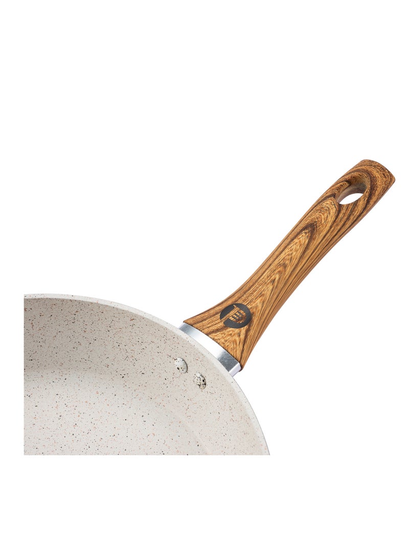 بيرفكت كيتشن مقلاة المنيوم غير قابل للالتصاق مع مقبض خشب  مقاس 30 سم لون بيج - Image 5