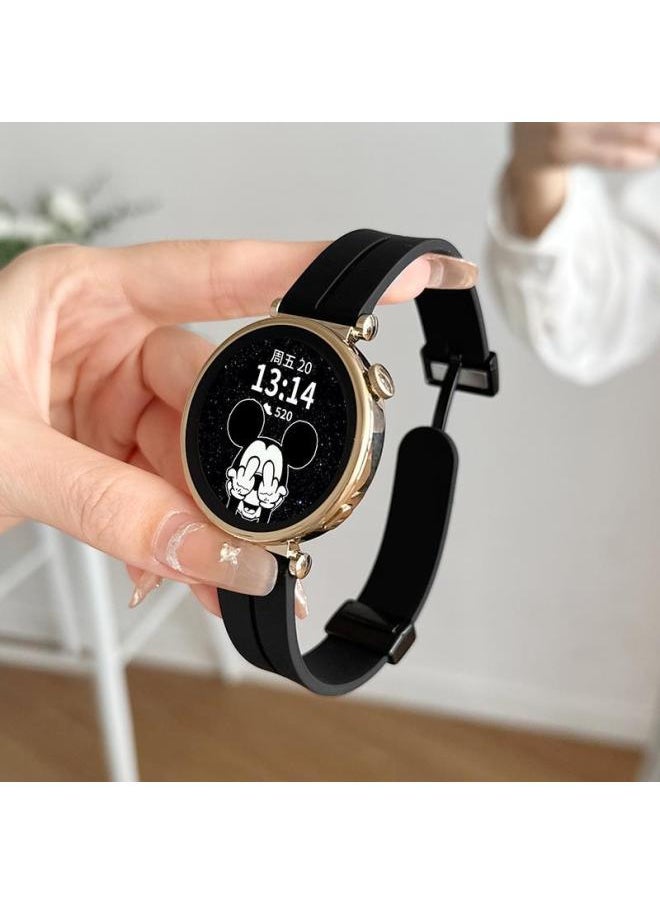 Generic For Huawei Gt4/Gt3 Strap Gt5 Silicone Magnetic Smart Watch Watch4pro Watch Strap Watchgt-Color:Dark Night Black-suitable For Huawei Gt5/gt5pro/gt4 [dial 46mm]  - Image 1