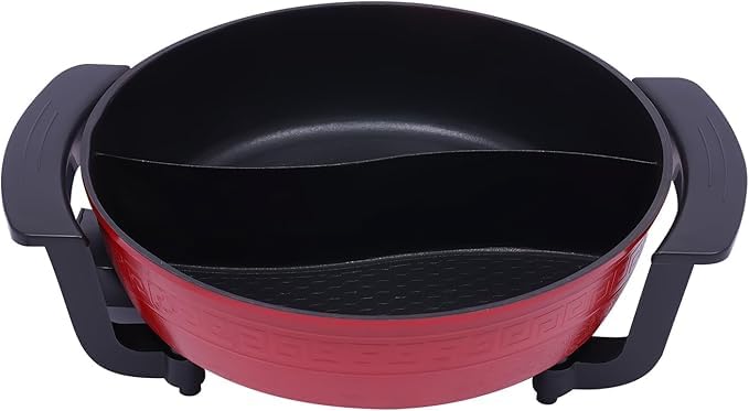 Conziv Conziv Electric Shabu Shabu Hot Pot with Divider Hot Pot Electric Large Hotpot with Glass Lid BBQ Grill for Steaming Boiling Roasting  - Image 1