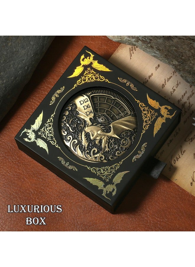 DNDND Spinner DND Dice DNDND 7-in-1 Spinner Metal D&D Dice Set with Gorgeous Gift Box for Dungeons and Dragon and Tabletop Game (Brass) - Image 4