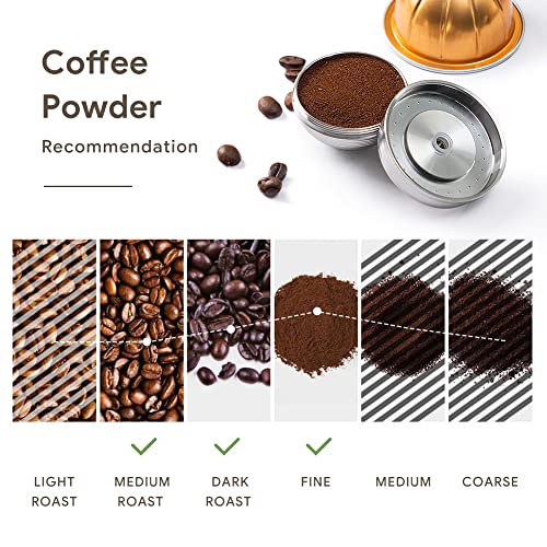 BENFUCHEN كبسولة BENFUCHEN الفولاذية القابلة لإعادة الاستخدام متوافقة فقط مع VERTUO NEXT + فارغة قابلة لإعادة التعبئة من الألمنيوم - VERTUO - أكواب 80 + 150 + 230 مل كل 2 قطعة + مكبس قهوة لكبسولات Nespresso Vertuo Next القابلة لإعادة الاستخدام - Image 5