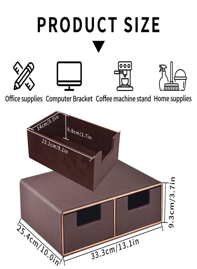 XNONE Stackable Desk Drawer Organizer,Dressing table organizer for Jewelry/Cosmetics,Coffee Maker Display holder and Storage Box for Home office,Brown - Image 3