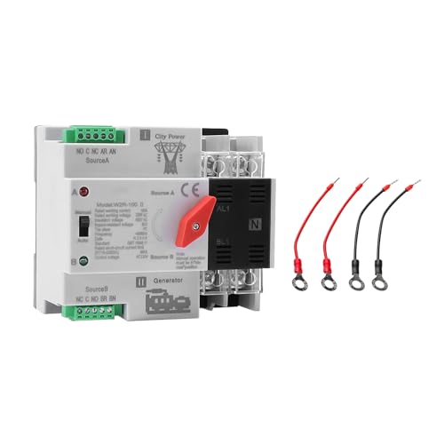 IGEYAPA 100Amp AC220V Automatic/Manual Transfer Switch 2P 50/60Hz, 2POLE 100A Mini ATS Auto Dual Power Switch W2R for Home Generator, Din Rail Mount Cn Automatic Changeover Fast Transfe for Solar,Rv,Lv Power - Image 1