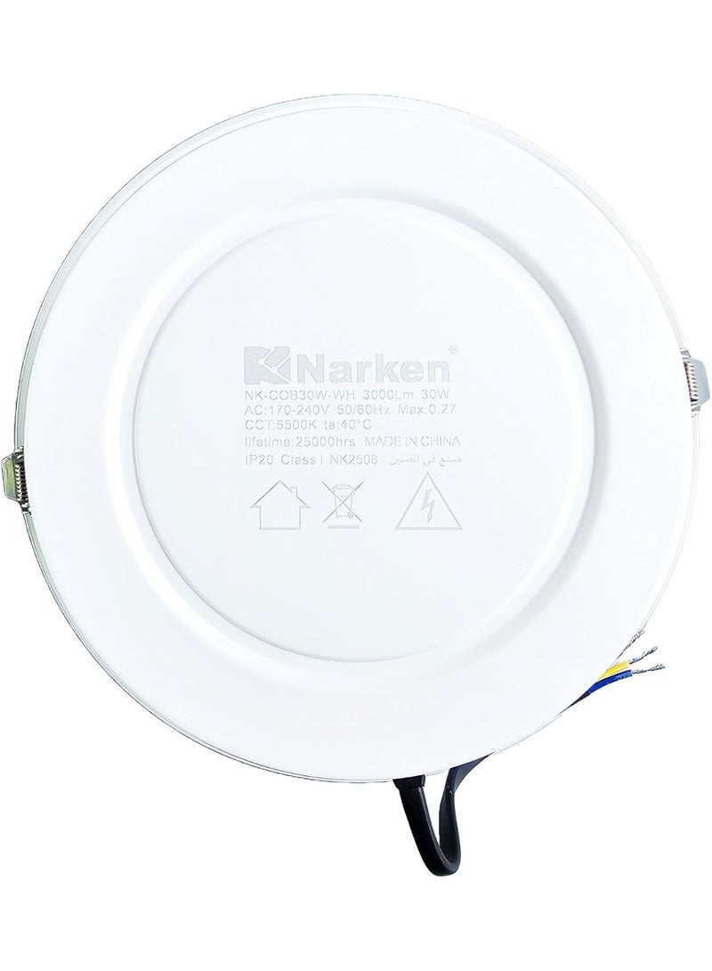 Narken COB 30W Daylight Cool white 6500K Spot LED Power Saving Metal Body Recessed Ceiling Downlight  Cutting and Hole. - Image 2