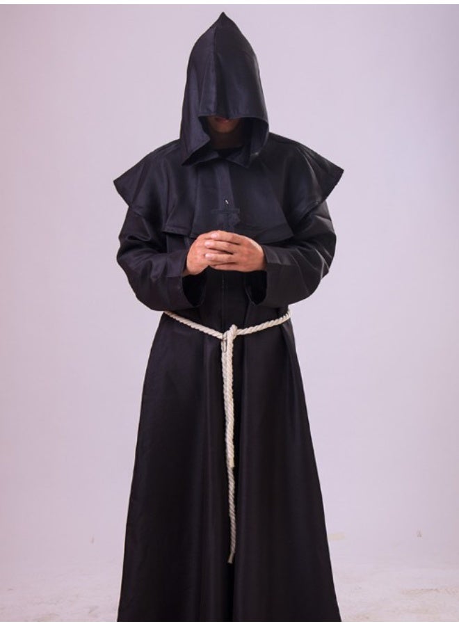 NIBEMINENT Halloween priest costume, anime cosplay, medieval retro monk costume, monk's robe, wizard costume - Image 1