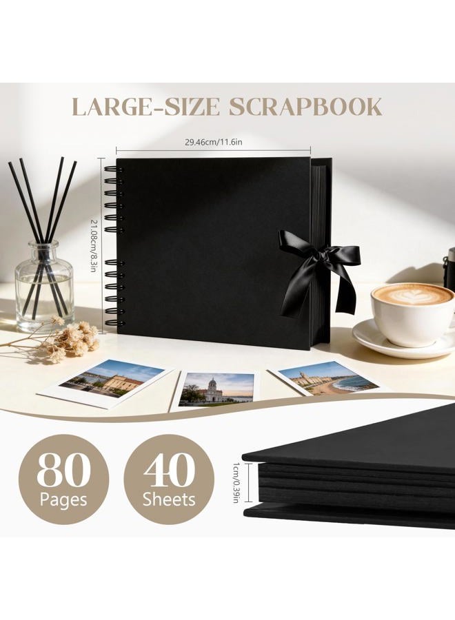 INNOCHEER Scrapbook, 80 Pages Photo Album, Great for Craft Paper DIY Anniversary, Wedding, (Black) - Image 4