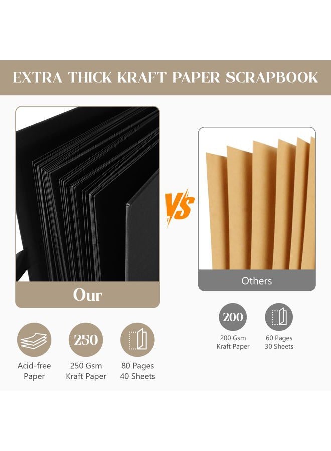 INNOCHEER Scrapbook, 80 Pages Photo Album, Great for Craft Paper DIY Anniversary, Wedding, (Black) - Image 2