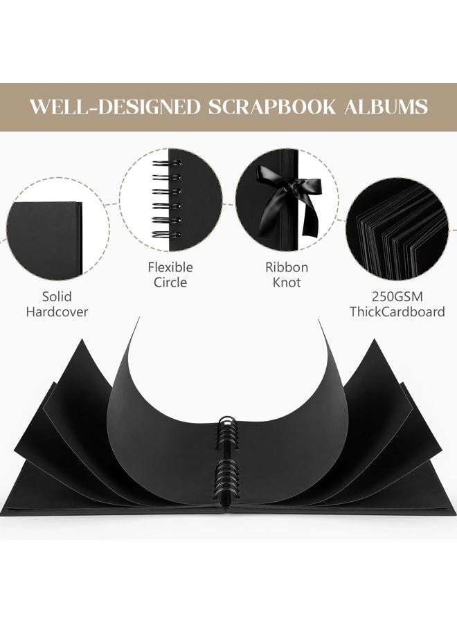 INNOCHEER Scrapbook, 80 Pages Photo Album, Great for Craft Paper DIY Anniversary, Wedding, (Black) - Image 3