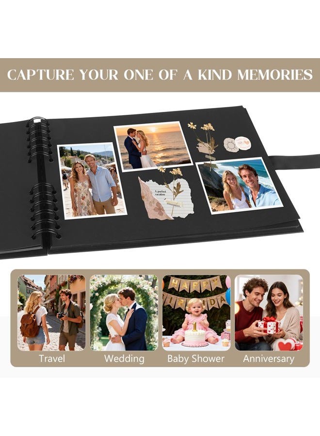 INNOCHEER Scrapbook, 80 Pages Photo Album, Great for Craft Paper DIY Anniversary, Wedding, (Black) - Image 5