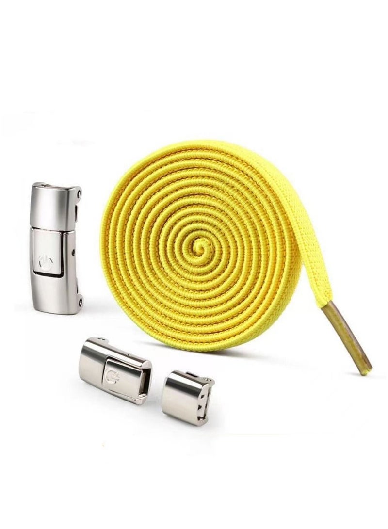 No Tie Shoe Laces Press Lock Shoelaces Without Ties Elastic Laces Yellow - Image 1