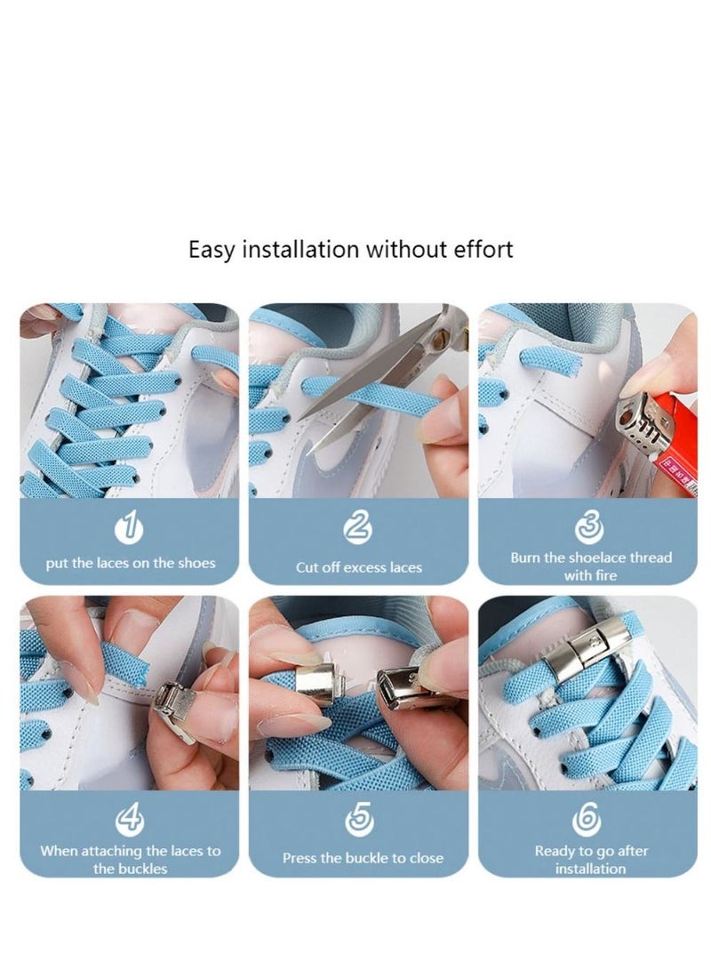 No Tie Shoe Laces Press Lock Shoelaces Without Ties Elastic Laces Yellow - Image 5