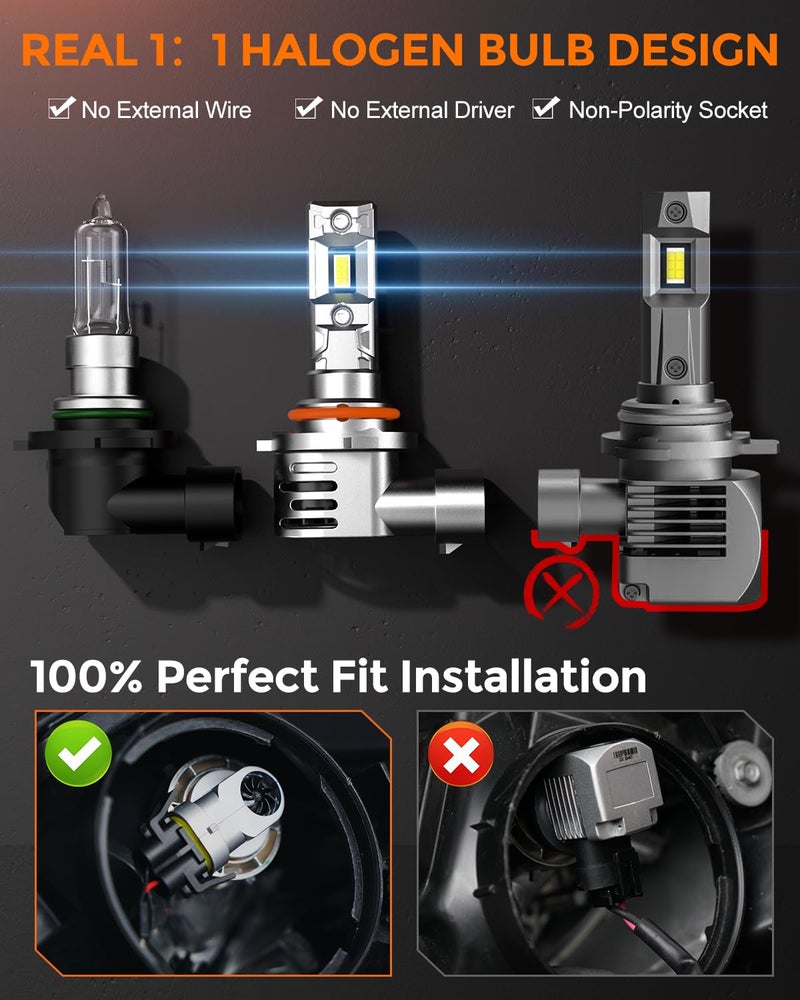 GloDrv [2025 Upgrade] 9005 Bulbs [Latest & Brightest] 40000lm 800% Brighter 1:1 Mini Size Design With 6000k Cool Whiteï¼ŒDirect Installation Fog Light Bulbs Plug and Play, Pack of 2 - Image 3