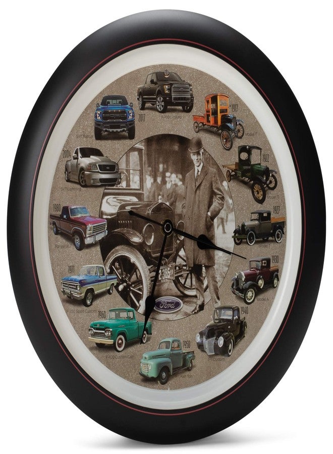Mark Feldstein & Associates Mark Feldstein History of Ford Trucks Model T - F150 Sound Wall Clock, 13 Inch - Image 1