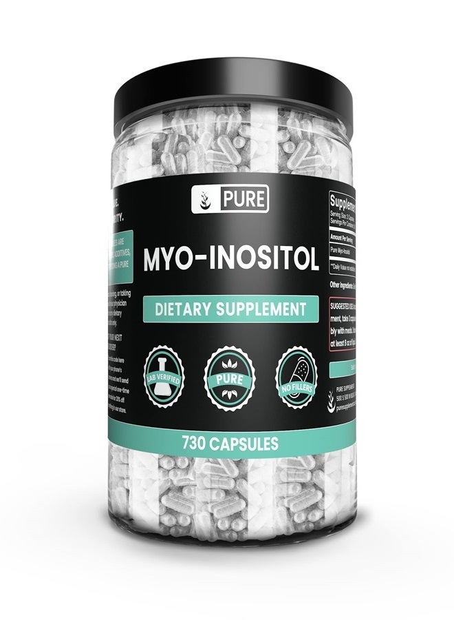 PURE ORIGINAL INGREDIENTS مكونات أصلية نقية ميو-إنوزيتول (730 كبسولة) بدون مغنيسيوم أو حشوات أرز، دائمًا نقية، مختبرة في المختبر - Image 1