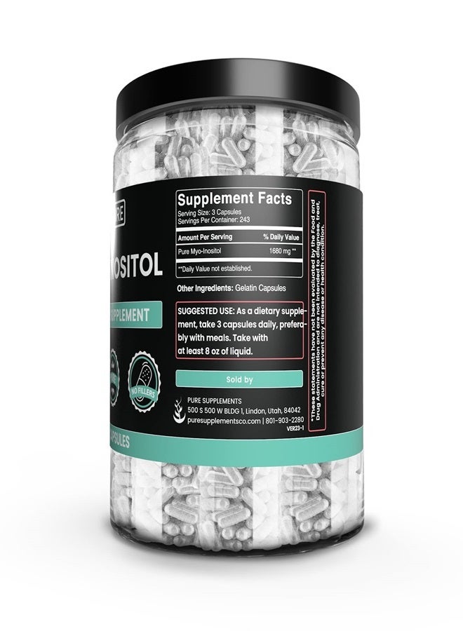 PURE ORIGINAL INGREDIENTS مكونات أصلية نقية ميو-إنوزيتول (730 كبسولة) بدون مغنيسيوم أو حشوات أرز، دائمًا نقية، مختبرة في المختبر - Image 3