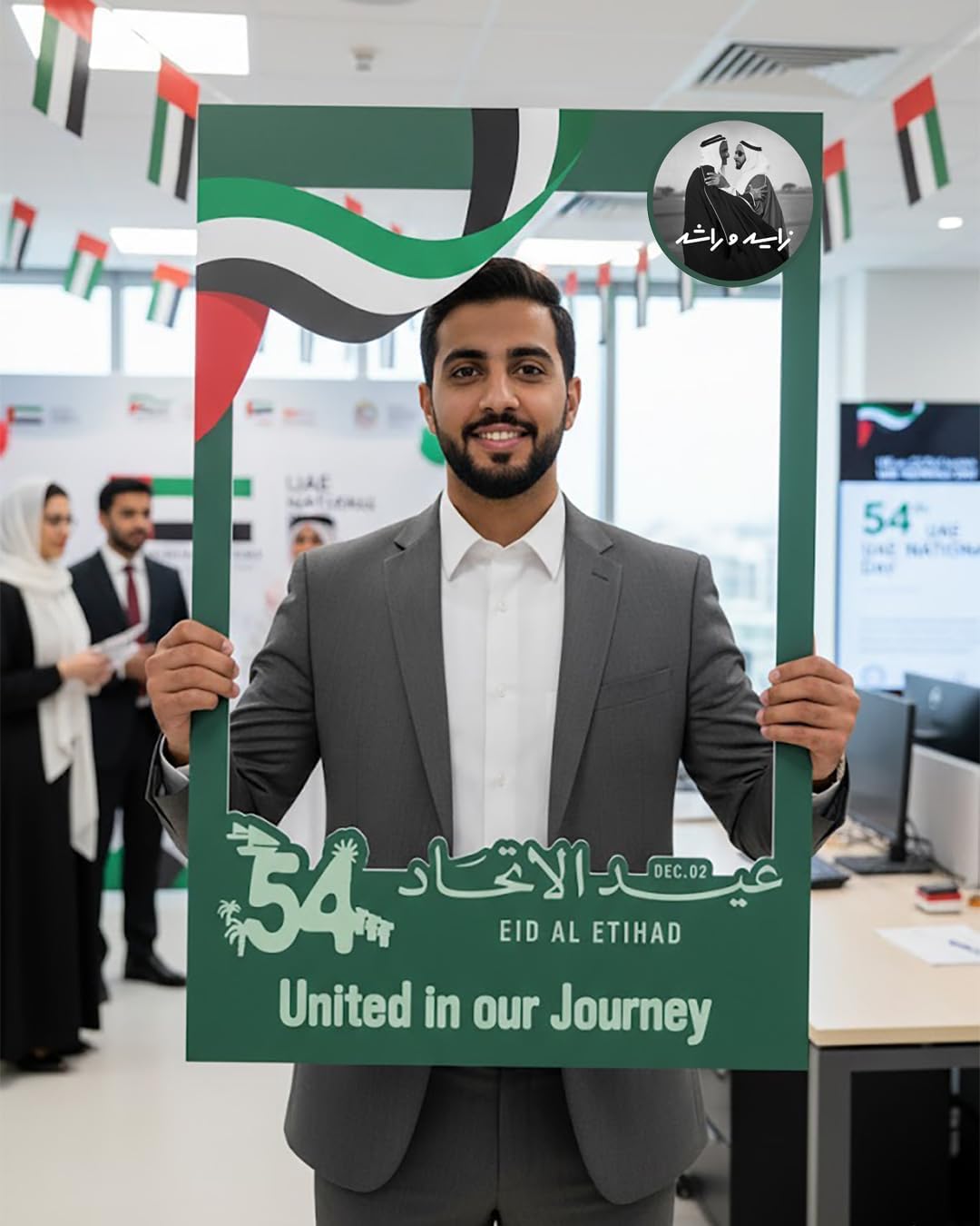 Al Raied Al Raied Uae National Day Selfie Frame - United In Our Journey Edition 120 X 80 Cm