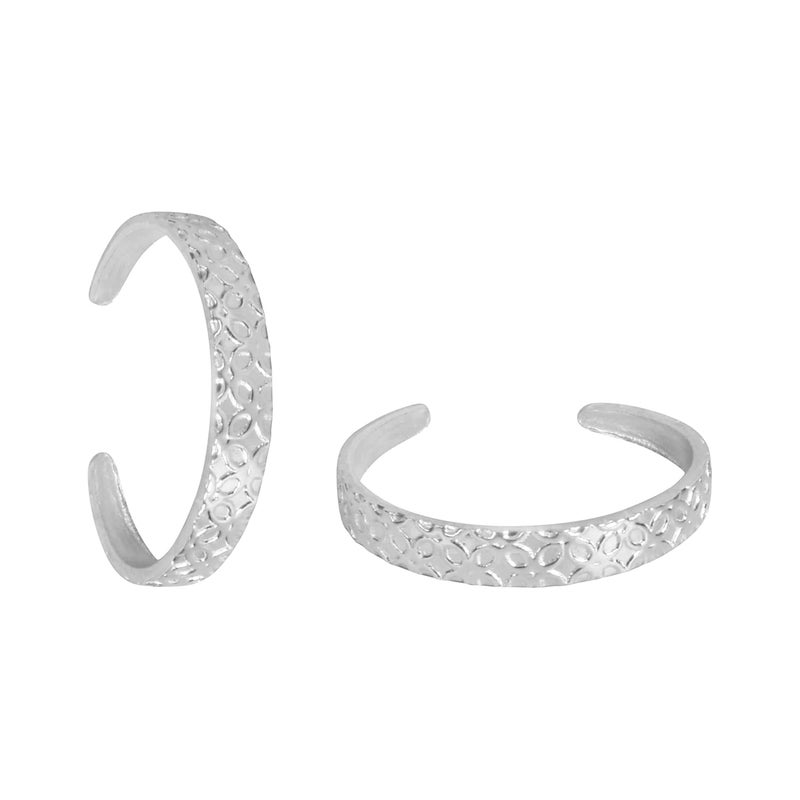silver chest Silver Toe Rings for Women Pure Silver 925 - Elegant and Comfortable 3D Self Design Simple Toe Ring Silver Bands for Girls - Image 4