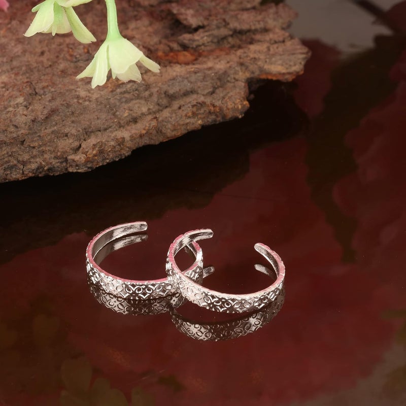 silver chest Silver Toe Rings for Women Pure Silver 925 - Elegant and Comfortable 3D Self Design Simple Toe Ring Silver Bands for Girls - Image 2
