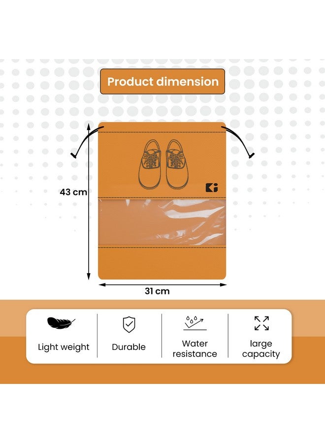Kuber Industries Kuber Industries Pack of 24 - Shoe Bag for Travel | Shoe Cover for Storage | Shoe Pouches for Travelling | Travel Accessories Shoe Organizer | Shoe Storage Bag for Men | Orange - Image 3