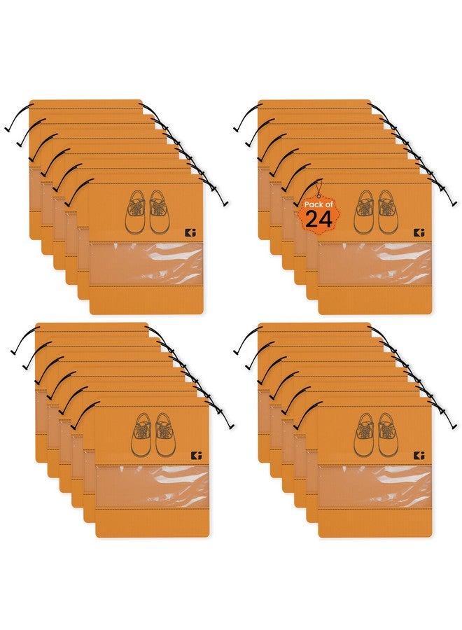 Kuber Industries Kuber Industries Pack of 24 - Shoe Bag for Travel | Shoe Cover for Storage | Shoe Pouches for Travelling | Travel Accessories Shoe Organizer | Shoe Storage Bag for Men | Orange - Image 1