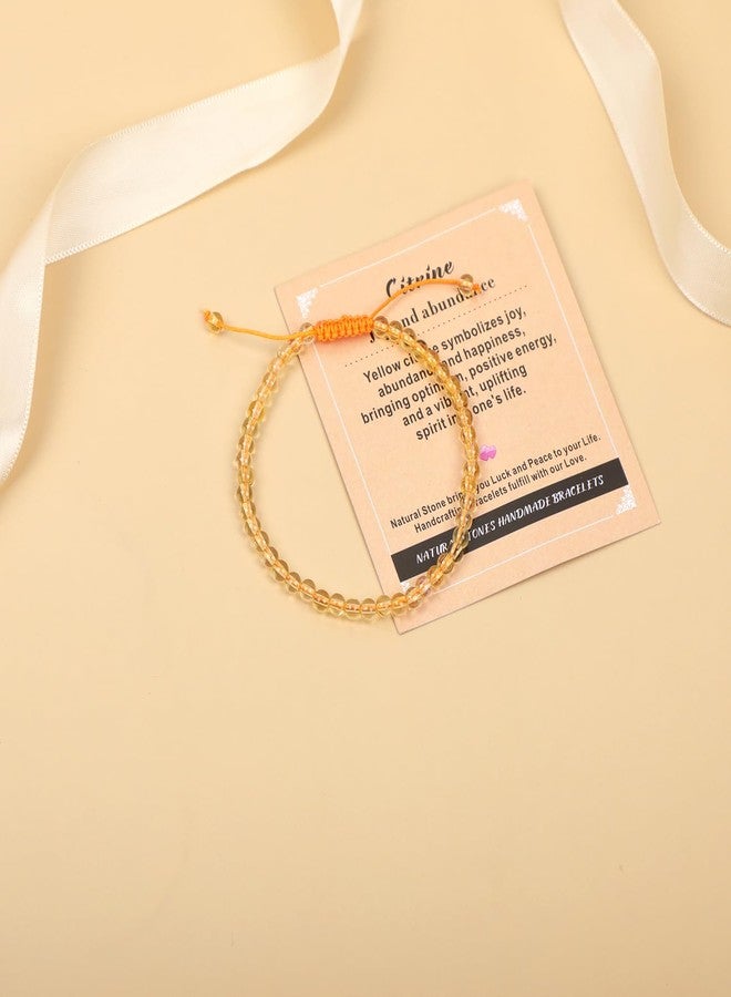 AD BEADS 4mm Citrine Bracelet - Stone of Joy and abundance - Handmade Natural Stone Crystal Bracelet with Adjustable Macrame String - Yoga Healing Power Energy Gifts for Men and Women - Image 3