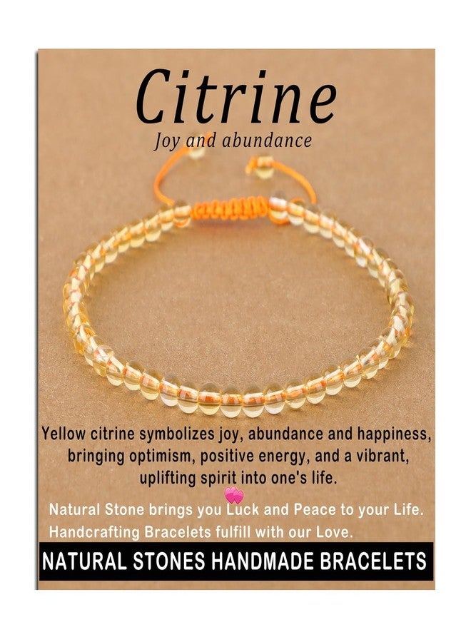 AD BEADS 4mm Citrine Bracelet - Stone of Joy and abundance - Handmade Natural Stone Crystal Bracelet with Adjustable Macrame String - Yoga Healing Power Energy Gifts for Men and Women - Image 1